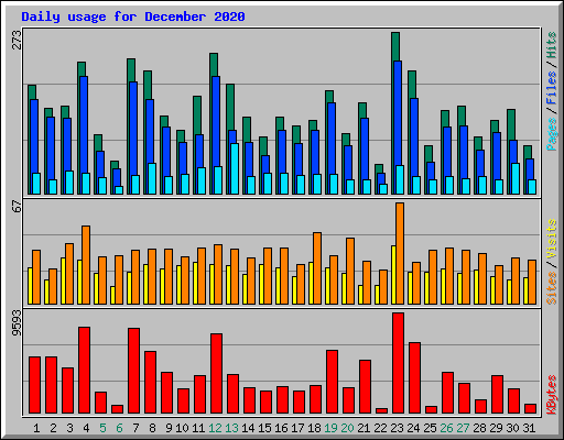 Daily usage for December 2020