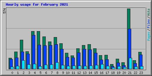 Hourly usage for February 2021
